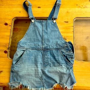 Denim mini skirt overalls